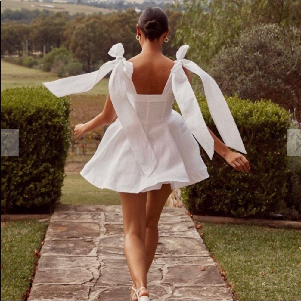 Dish Aisle White Bow Mini Dress